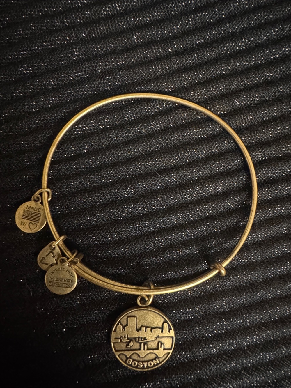 Alex and Ani Gold-tone Boston Charm Bangle Bracelet